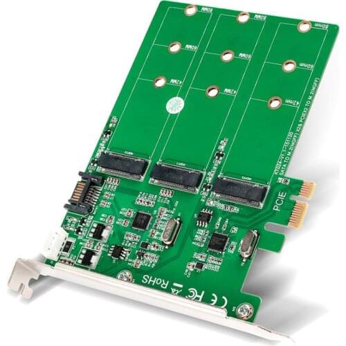 PCI Express to 3 port NGFF M.2 Key-B slot adapter raid card sata ssd