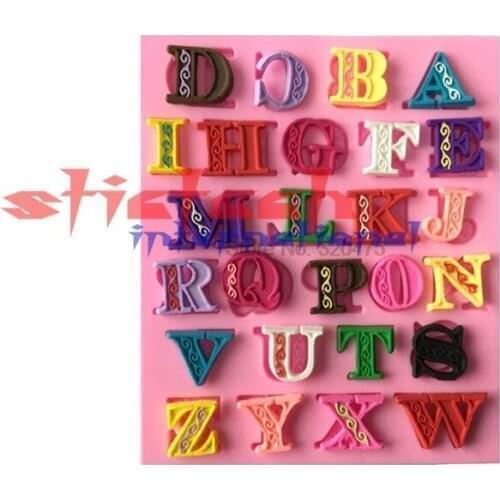 By dhl or ems 100 pieces 26 Letter Shapes Fondant Mold Silicone Cake Decorating DIY Kitchen Pastry Cookie Mold Tools