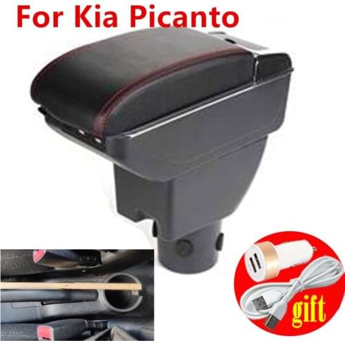 For Kia Picanto armrest box Center Storage box car accessories Interior with USB LED