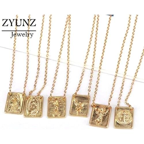 10PCS, Gold Color Virgin Mary Pendant Religious Jewelry Necklaces For Women Catholic Necklace