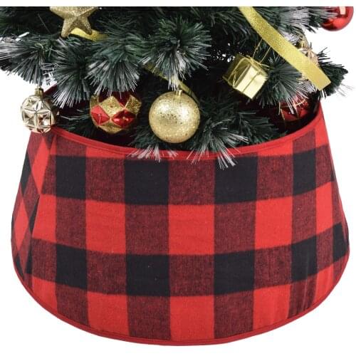 Hot Xmas 3D stereoscopic Tree Skirt Box Gift Present tree skirt buffalo check decoration Xmas Holiday Festive Party Decor