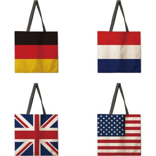 Flag geometric print bag casual handbag lady shoulder bag fashion beach bag foldable shopping bag
