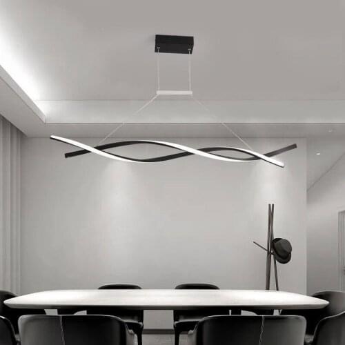Simple Line Pendant Light Black&White Modern LED Pendant Lamp For Living room Dining room Kitchen Chandeliers Lighting Fixtures