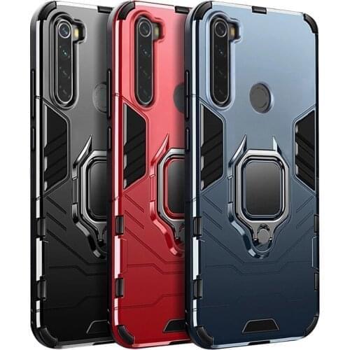 Luxury Armored Shockproof Phone Case For Redmi Note 9 9S 8 7 6 Pro 8T 8A 7A 9A 9C K20 Soft TPU hard PC With Holder Ring Cover