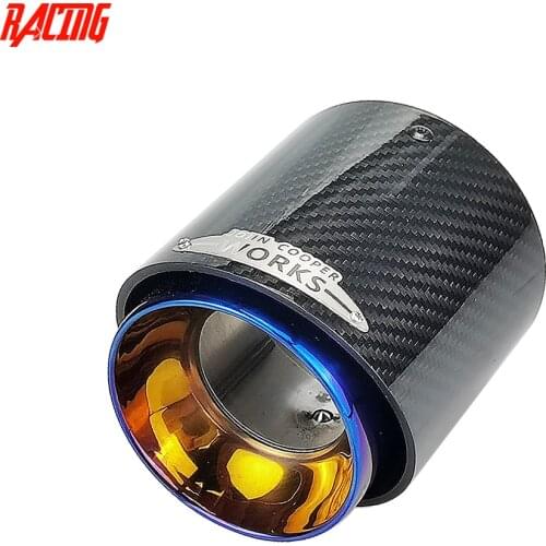 Burnt blue stainless + Carbon Fiber Muffler tip fit for mini Cooper Exhaust Tip R55 R56 R57 R58 R59 R60 R61 F54 F55 F56 F57 F60