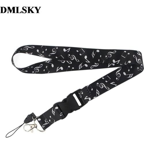 DMLSKY Music Notes Lanyard Keychain Lanyards for keys Badge ID Mobile Phone Rope Neck Straps Accessories Gifts M3829