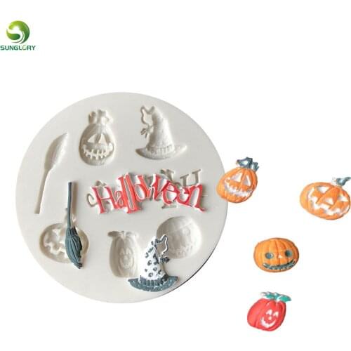 Sugarcraft 3D Halloween Party Silicone Mold Fondant Cake Mold Cake Decorating Tools Hat Pumpkin Witch Chocolate Gumpaste Mold