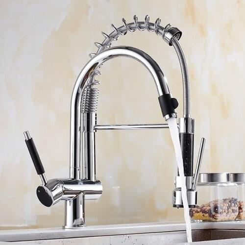 Kitchen Faucet Mixers Sink Tap Total Brass Hot/Cold taps Deck Mounted Chrome Faucets 360 Single Handle Dual Holder Single Hole