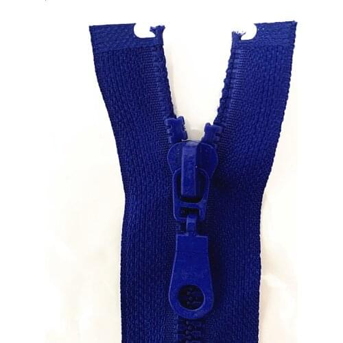 2pcs, 5 # 25cm (10inch) Deep blue Detachable Rubber Zipper with Open End Automatic Eco Lock Plastic Zipper for Sewing Suit
