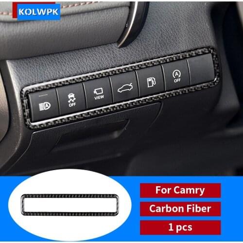 Carbon Fiber Interior Central Control Multimedia Knob Decoration Cover Trim Stickers For Toyota Camry 2018 2019 Car Accessories