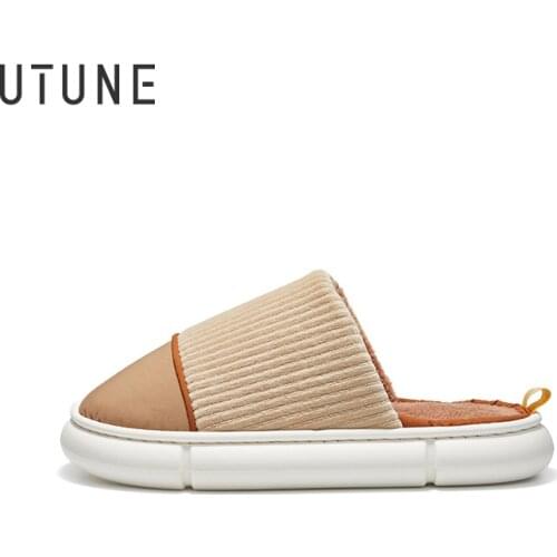 UTUNE TPU Waterproof Space Slippers Men Winter Shoes Warm Plush 2021 Platform Outside Indoor Flats Women EVA Soft Casual Shoes
