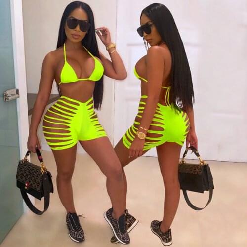 ZKYZWX Sexy Bikini Set Women Printed Swimming Womens Two-piece Set Crop Top & Shorts Matching Y2k Harajuku Clothing Wholesale