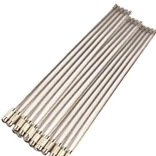 20PCS Stainless Steel 20cm Wire Keychain Cable Key Ring