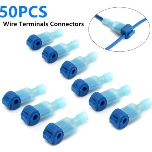 50Pcs Quick Electrical Cable Connectors Snap Splice Lock Wire Terminal Crimp Wire Connector Waterproof Electric Connector Blue