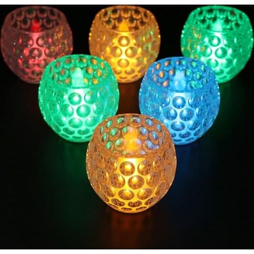 6x Multi Color Electronic Crystal Cup Candles Flameless Tea Light Battery Operated Night Lamp For Wedding Christmas Party Decors