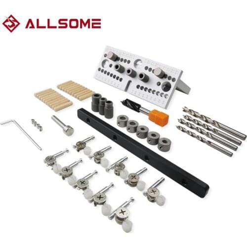 ALLSOME 3 In 1 Dowelling Jig Woodworking Drill Locator Adjustable Drilling Guide Punching Locator Jig Carpenter Tools