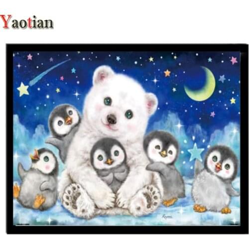 5d diamond painting Polar bear and penguin full mosaic rhinestones decoration art diamond embroidery icons new hot 2021