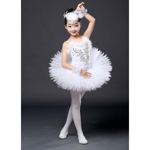 New White Diamond Ballet Dress Children Swan Lake Ballet Costume Girls Tutu Ballet Leotard Dancewear Ballet Costumes Kids