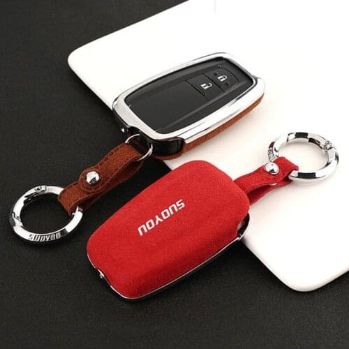 Genuine Leather Galvanized Alloy Car Key Case Cover For Toyota CHR C-HR Camry Prius Prado Camry Corolla Prado REIZ Crown RAV4