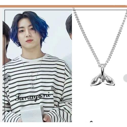KPOP Necklace Bangtan Boys Jungkook Long Chain Choker Necklace Men Women Dolphin Tail Jewelry Collier Korean Design Accessory