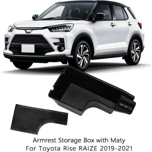 For Toyota Rise Raize 2019-2021 Car Central Console Armrest Storage Box Pallet Tray Container with Rubber Mat