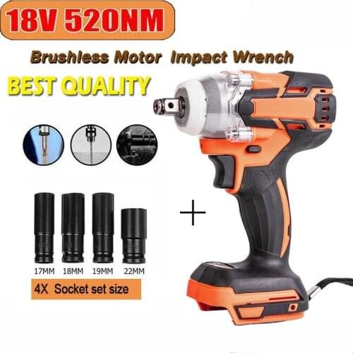 Brushless Cordless Electric Impact Wrench Rechargeable Wrench Power Tool 18v For Hand Drill Install Power Tools Without Battery