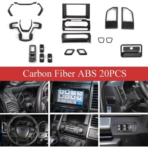 ABS Car Interior Decorative Air Vent Wind Steering Wheel Storage Glove Box GPS Window Lift Switch Cover ForFord F150 2015-2020