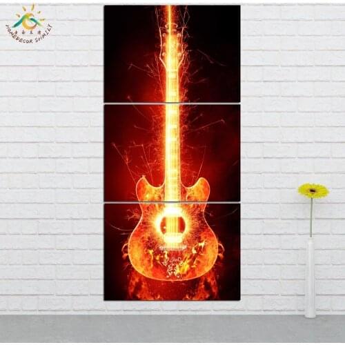 Picture And Poster Canvas Painting Modern Wall Art Print Pop Art Flaming Guitars Home Decor Wall Pictures Decoration 3 PIECES