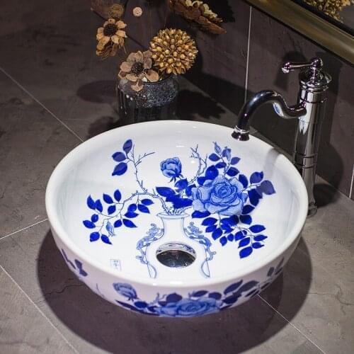 Jingdezhen ceramic sanitary ware art counter basin wash basin basin colorful lavabo sinks Bathroom sinks ceramic wash basin blue