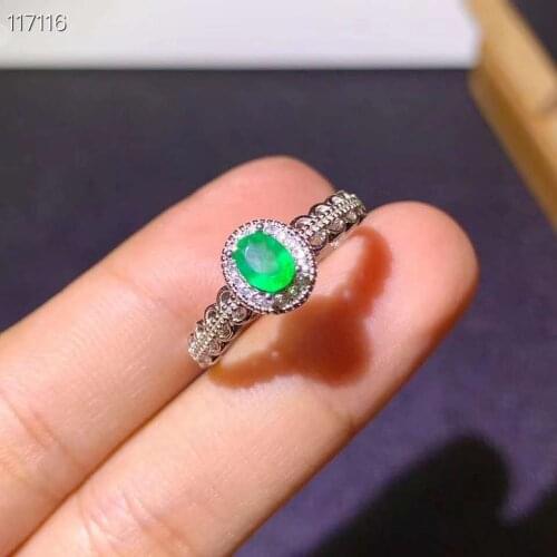 Natural emerald ring fashionable gem quality 925 silver 4x6mm