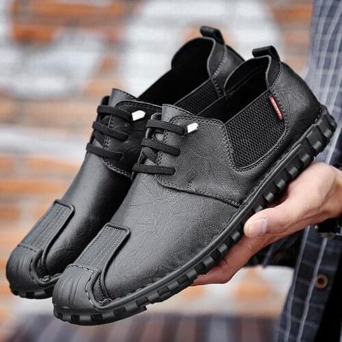 Leather Men Genuine Shoes Fashion Loafers Breathable Spring Lace Up Comfortable Casual Outdoor Sneakers