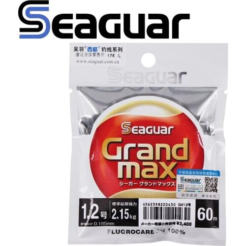 SEAGUAR Fishing Line Grandmax MAX 60M 100% FLUOROCARBON Fishing Line 0.65KG-13KG Power Good Light Transmission Wear resistant