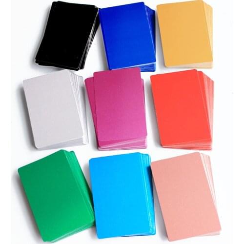 50Pcs Metal Business Cards aluminum alloy Blanks Card for Customer Laser Engraving DIY Gift Cards 10Colors Optional