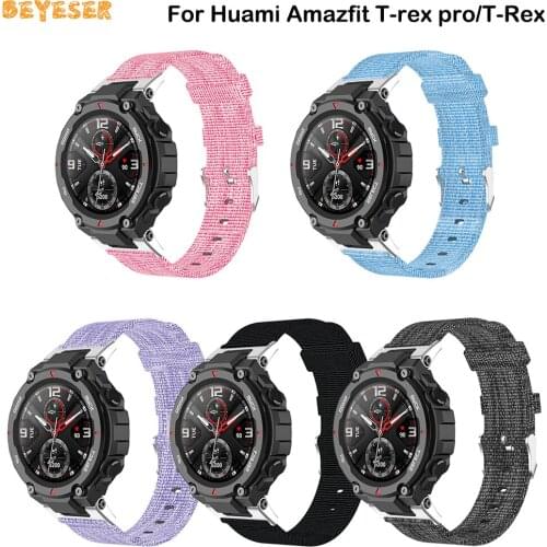 Fashion Soft Canvas Nylon Strap For Huami Amazfit T-rex pro/T-Rex Smart Bracelet Watch Band Replacement Smartwatch Accessories