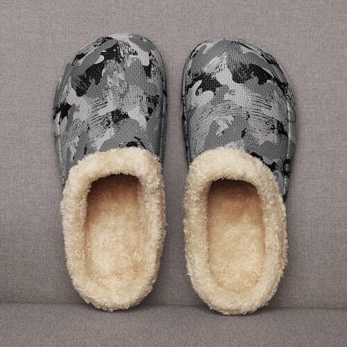 Men Slippers Winter Warm Furry Slippers Waterproof Indoor Home Fur Loafers Casual Plush Shoes Winter House Footwear Men