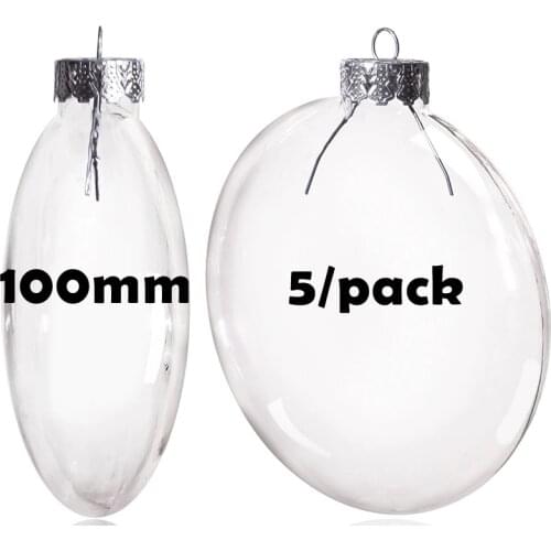 Promotion - 5/Pack, DIY Paintable Christmas Decoration Ball 100mm Glass Disc Oval Ornament