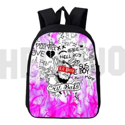 Hip Hop Lil Peep Backpack 12/16 Inch 3D Print Rapper Anime Children Lil Peep Bag Cartoon Schoolbags for Teenager Girl Sac A Dos