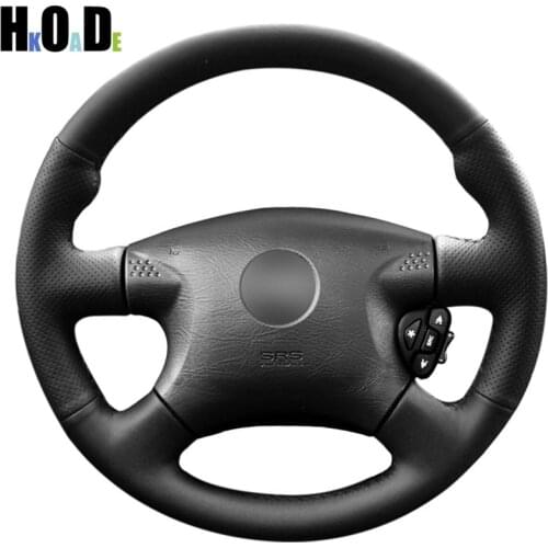 Hand-stitched Steering Wheel Cover Black Artificial Leather Car Steering Wheel Cover for Nissan Almera 2000-2003