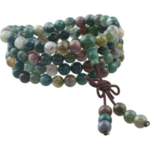 SUNYIK Indian Onyx 6mm 108 Stone Tibetan Mala Buddhist Prayer Beads Bracelet/Necklace