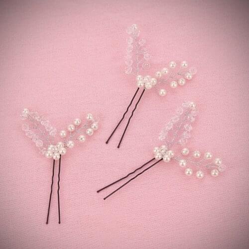 Bridal Pearl Hair Sticks Wedding Accessories Elegant Rhinestone Hairwear Bride Tiara For Women Party Gifts
