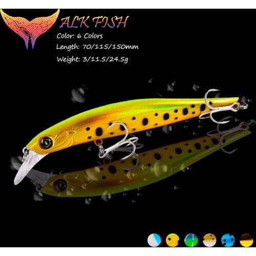 WALK FISH 1PCS 3g/11.5g/24.5g Minnow Fishing Lure Wobblers 3D Eyes Fishing Hard Baits Plastic Artificial Blood Trough Three Hook
