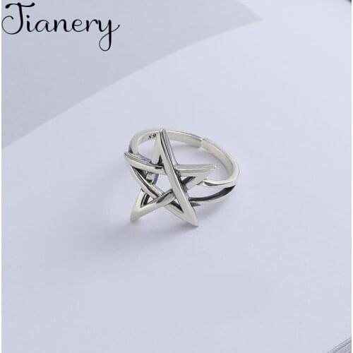JIANERY Fashion Silver Color Star Rings For Women Engagement Statement Finger Ring anillos