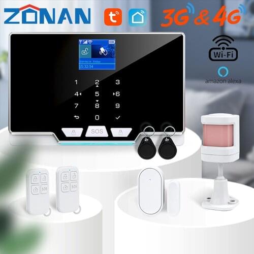 Zonan Tuya Wifi 3G 4G Alarm System For Home New Door Motion Sensor Apps Control Smart House Wireless Security Alarm Kit