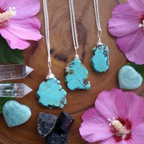 1pcs Turquoise Necklace Turquoise Slab Necklace Mala Necklace Boho Necklace