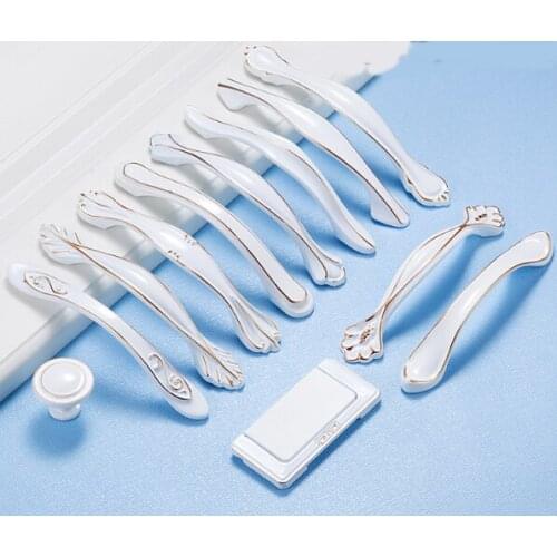 1PCS European Modern Simple Cabinet Handles Drawer White Knobs Wardrobe Closet Door Dresser Pulls Furniture Hardware