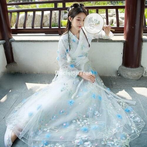 2021 chinese hanfu dress ancient costume traditional folk dance stage clothing retro princess dress hanfu women modern hanfu