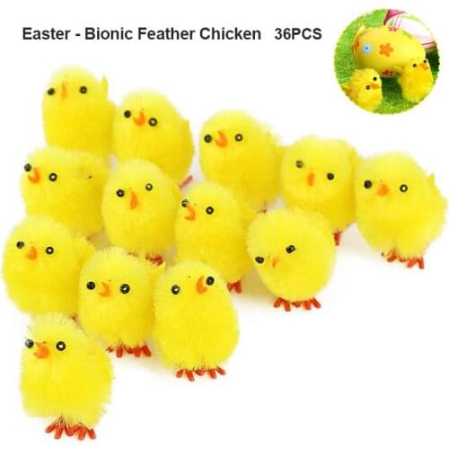 36Pcs Simulation Easter Chick Mini Artificial Toys Plush Chicken Gift Home Decor GQ