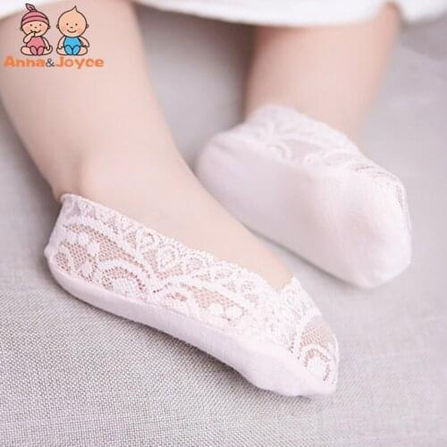 5pairs/lot Baby Girl Lace Socks Shallow Mouth Invisible Traceless Elastic Boat Focks Feet Slip Silicone