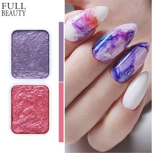 1box Glitter Solid Watercolor Paint Nail Decoration Metal Pearl Pigment Colors Blooming Drawing Acuarelas for Manicure CH1915