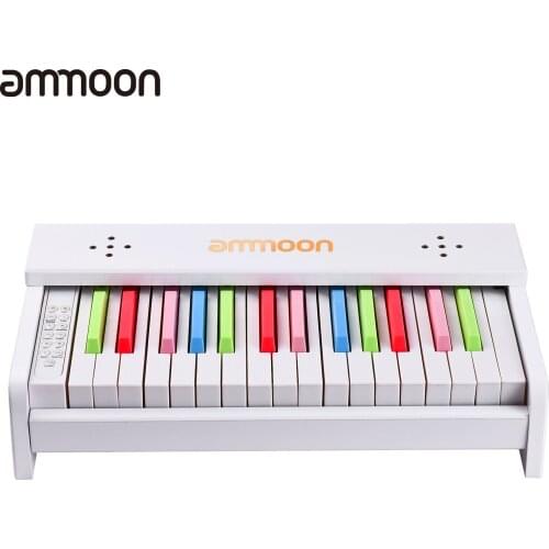 Ammoon Desktop Wooden Piano Children Musical Instrument Toy 30-Key Electronic Keyboard Adjustable Tempo & Volume with Speaker